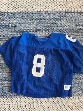 VINTAGE Blue Sports Mesh Practice Jersey with White Number RUSSELL XL
